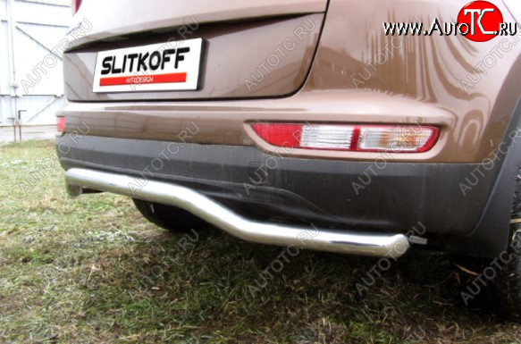 11 949 р. Защита заднего бампера Slitkoff (Ø 57, волна)  KIA Sportage  4 QL (2016-2018) дорестайлинг (Нержавеющая сталь)  с доставкой в г. Майкоп