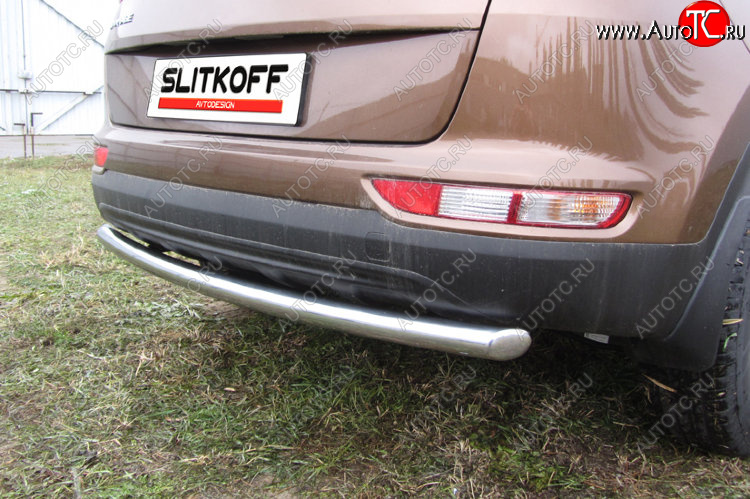11 749 р. Защита заднего бампера из трубы диаметром 57 мм Slitkoff  KIA Sportage  4 QL (2016-2018) дорестайлинг (Нержавейка, Полированная)  с доставкой в г. Майкоп