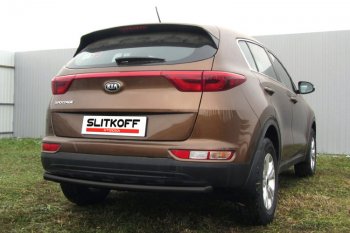 8 199 р. Защита заднего бампера Slitkoff (Ø 57 мм)  KIA Sportage  4 QL (2016-2018) дорестайлинг (Сталь с полимерным покрытием. Цвет: черный)  с доставкой в г. Майкоп. Увеличить фотографию 2
