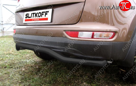 8 349 р. Защита заднего бампера Slitkoff (Ø 57, волна)  KIA Sportage  4 QL (2016-2018) дорестайлинг (Сталь с полимерным покрытием. Цвет: черный)  с доставкой в г. Майкоп
