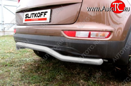 8 349 р. Защита заднего бампера Slitkoff (Ø 57, волна)  KIA Sportage  4 QL (2016-2018) дорестайлинг (Сталь с полимерным покрытием. Цвет: серебристый)  с доставкой в г. Майкоп