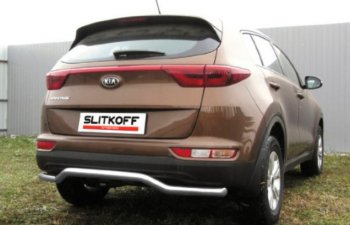 8 349 р. Защита заднего бампера Slitkoff (Ø 57, волна)  KIA Sportage  4 QL (2016-2018) дорестайлинг (Сталь с полимерным покрытием. Цвет: серебристый)  с доставкой в г. Майкоп. Увеличить фотографию 2