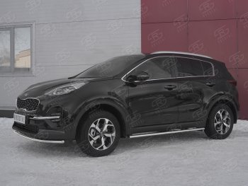 16 249 р. Защита переднего бампера (Ø42 мм, нержавейка) SLITKOFF  KIA Sportage  4 QL (2018-2022) рестайлинг  с доставкой в г. Майкоп. Увеличить фотографию 3