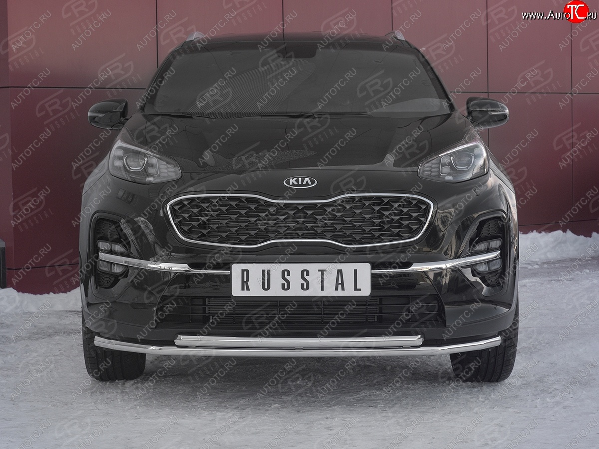 19 999 р. Защита переднего бампера (2 трубы Ø42 мм, нержавейка) SLITKOFF  KIA Sportage  4 QL (2018-2022) рестайлинг  с доставкой в г. Майкоп