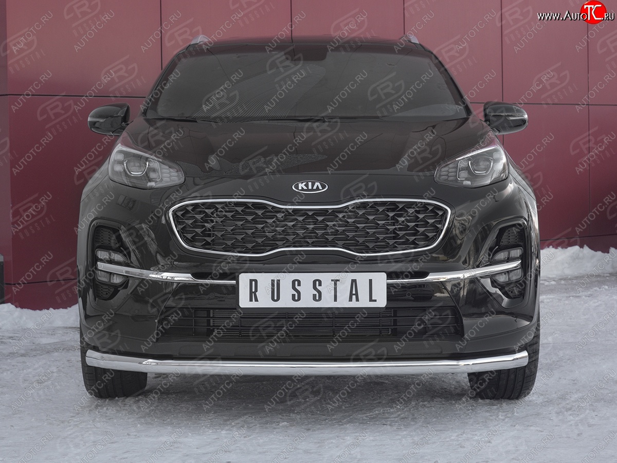 17 999 р. Защита переднего бампера (Ø 63 мм, нержавейка) SLITKOFF  KIA Sportage  4 QL (2018-2022) рестайлинг  с доставкой в г. Майкоп