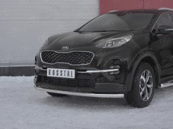 17 999 р. Защита переднего бампера (Ø 63 мм, нержавейка) SLITKOFF  KIA Sportage  4 QL (2018-2022) рестайлинг  с доставкой в г. Майкоп. Увеличить фотографию 2