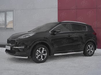 17 999 р. Защита переднего бампера (Ø 63 мм, нержавейка) SLITKOFF  KIA Sportage  4 QL (2018-2022) рестайлинг  с доставкой в г. Майкоп. Увеличить фотографию 3