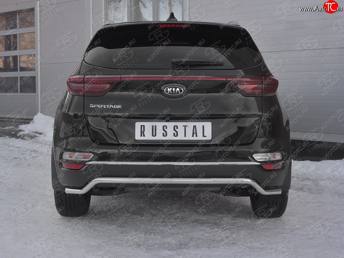 16 449 р. Защита заднего бампера (Ø42 мм волна, нержавейка) SLITKOFF  KIA Sportage  4 QL (2018-2022) рестайлинг  с доставкой в г. Майкоп