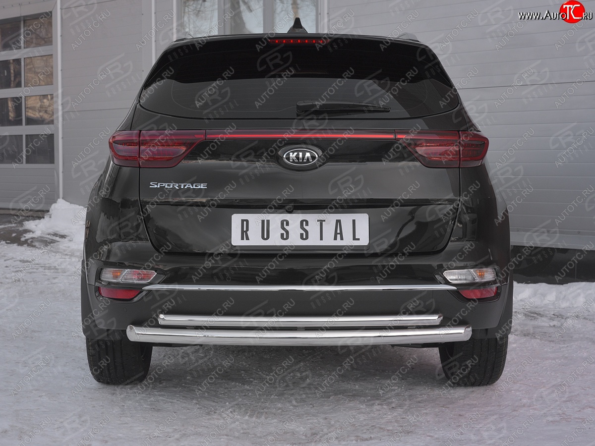 19 799 р. Защита заднего бампера (Ø63 и 42 мм, нержавейка) SLITKOFF  KIA Sportage  4 QL (2018-2022) рестайлинг  с доставкой в г. Майкоп