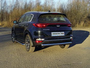 Защита заднего бампера (овальная) ТСС 75х42 мм KIA Sportage  4 QL (2018-2022) рестайлинг