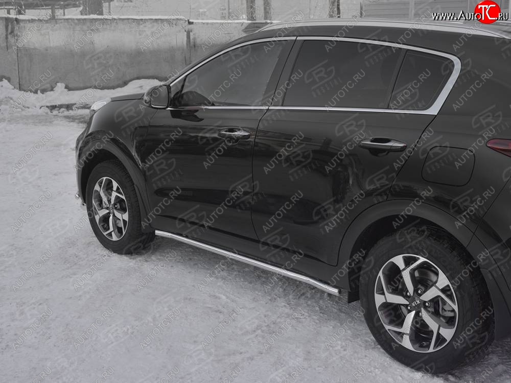 14 999 р. Защита порогов (Ø42 мм, нержавейка) SLITKOFF  KIA Sportage  4 QL (2018-2022) рестайлинг  с доставкой в г. Майкоп