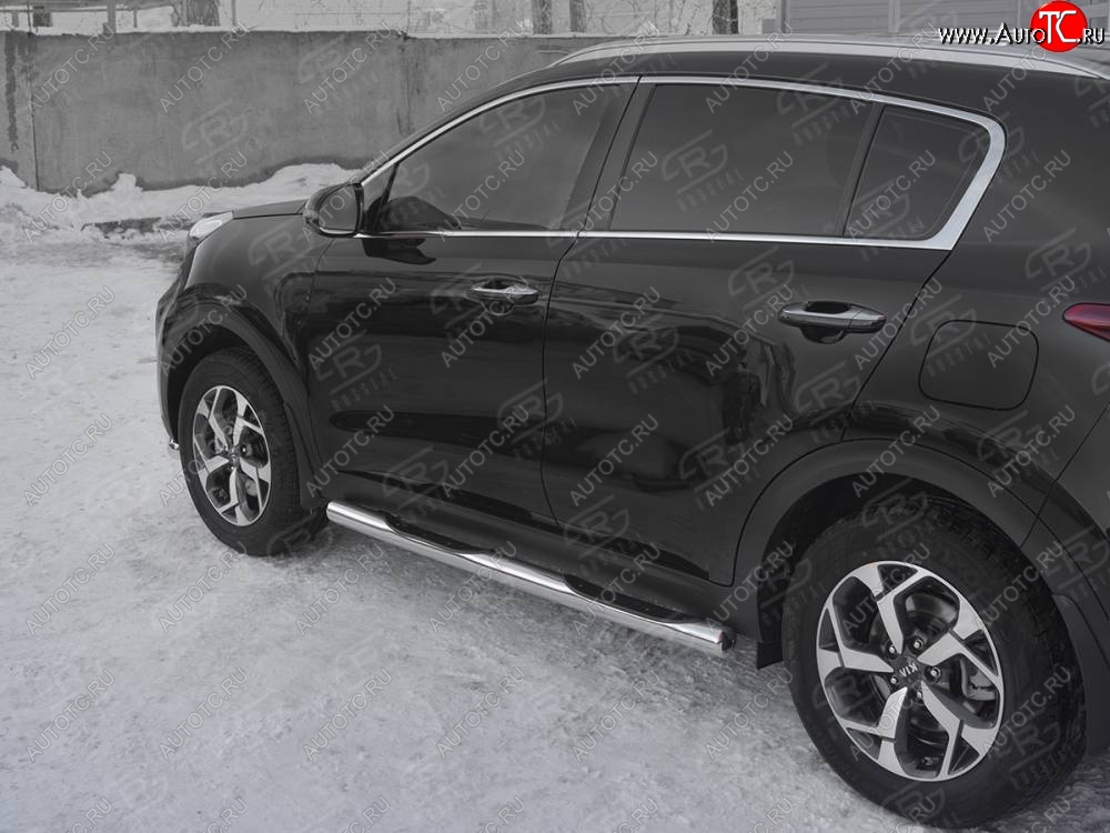 24 549 р. Защита порогов (Ø76 мм с проступью, нержавейка) SLITKOFF  KIA Sportage  4 QL (2018-2022) рестайлинг (Металлические торцы под 90°)  с доставкой в г. Майкоп