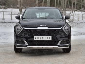 Защита переднего бампера (кроме STYLE и X-LINE, две трубы, d42+42мм.) SLITKOFF KIA Sportage  5 NQ5 (2021-2025)