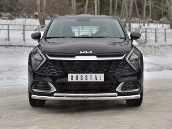 Защита переднего бампера (кроме STYLE и X-LINE, две трубы, d63+42мм.) SLITKOFF KIA Sportage  5 NQ5 (2021-2025)