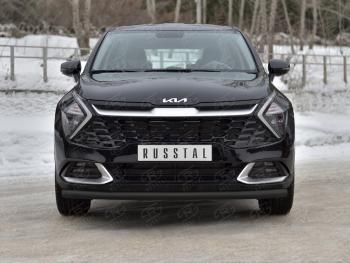 Защита переднего бампера (кроме STYLE и X-LINE, труба, d63, с чёрным полимерным покрытием) SLITKOFF KIA Sportage  5 NQ5 (2021-2025)