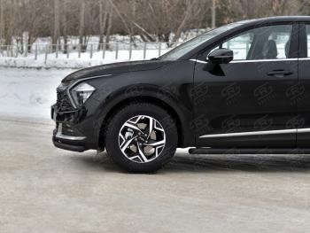 9 399 р. Защита переднего бампера (кроме STYLE и X-LINE, труба, d63, с чёрным полимерным покрытием) SLITKOFF  KIA Sportage  5 NQ5 (2021-2025)  с доставкой в г. Майкоп. Увеличить фотографию 3