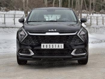 Защита переднего бампера (кроме STYLE и X-LINE, труба d63 с клыками, с чёрным полимерным покрытием) SLITKOFF KIA Sportage  5 NQ5 (2021-2025)