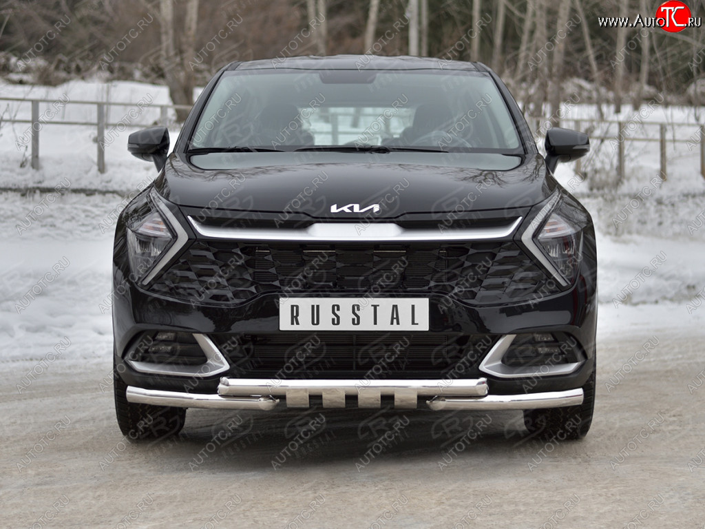 24 649 р. Защита переднего бампера (кроме STYLE и X-LINE, труба d63 с клыками) SLITKOFF  KIA Sportage  5 NQ5 (2021-2025)  с доставкой в г. Майкоп