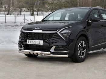24 649 р. Защита переднего бампера (кроме STYLE и X-LINE, труба d63 с клыками) SLITKOFF  KIA Sportage  5 NQ5 (2021-2025)  с доставкой в г. Майкоп. Увеличить фотографию 2