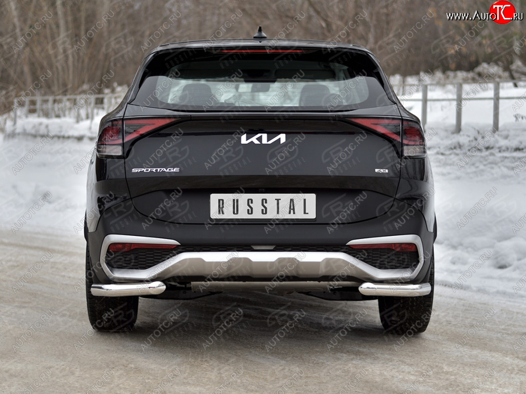 13 399 р. Защита заднего бампера (уголки из трубы, d63мм.) SLITKOFF  KIA Sportage  5 NQ5 (2021-2025)  с доставкой в г. Майкоп