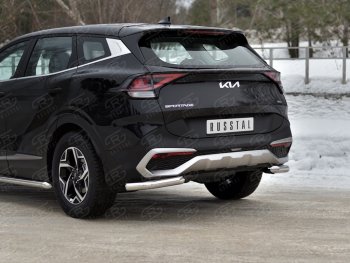 13 399 р. Защита заднего бампера (уголки из трубы, d63мм.) SLITKOFF  KIA Sportage  5 NQ5 (2021-2025)  с доставкой в г. Майкоп. Увеличить фотографию 2