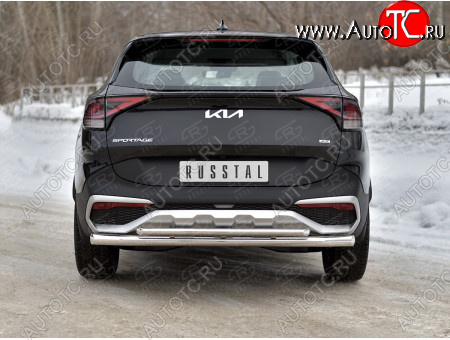 19 599 р. Защита заднего бампера (две трубы, d63+42мм.) SLITKOFF  KIA Sportage  5 NQ5 (2021-2025)  с доставкой в г. Майкоп