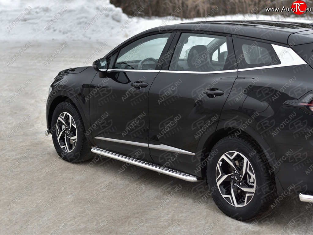 21 799 р. Защита порогов (кроме STYLE и X-LINE, труба d42мм.) SLITKOFF  KIA Sportage  5 NQ5 (2021-2025) (Лист алюминий/профиль сталь)  с доставкой в г. Майкоп