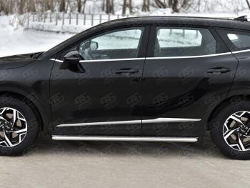 21 799 р. Защита порогов (кроме STYLE и X-LINE, труба d42мм.) SLITKOFF  KIA Sportage  5 NQ5 (2021-2025) (Лист алюминий/профиль сталь)  с доставкой в г. Майкоп. Увеличить фотографию 2