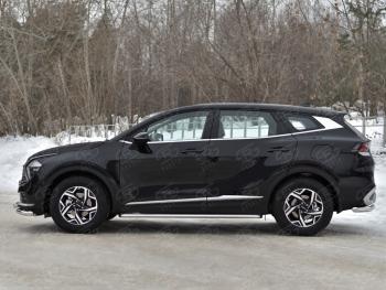 21 799 р. Защита порогов (кроме STYLE и X-LINE, труба d42мм.) SLITKOFF  KIA Sportage  5 NQ5 (2021-2025) (Лист алюминий/профиль сталь)  с доставкой в г. Майкоп. Увеличить фотографию 3