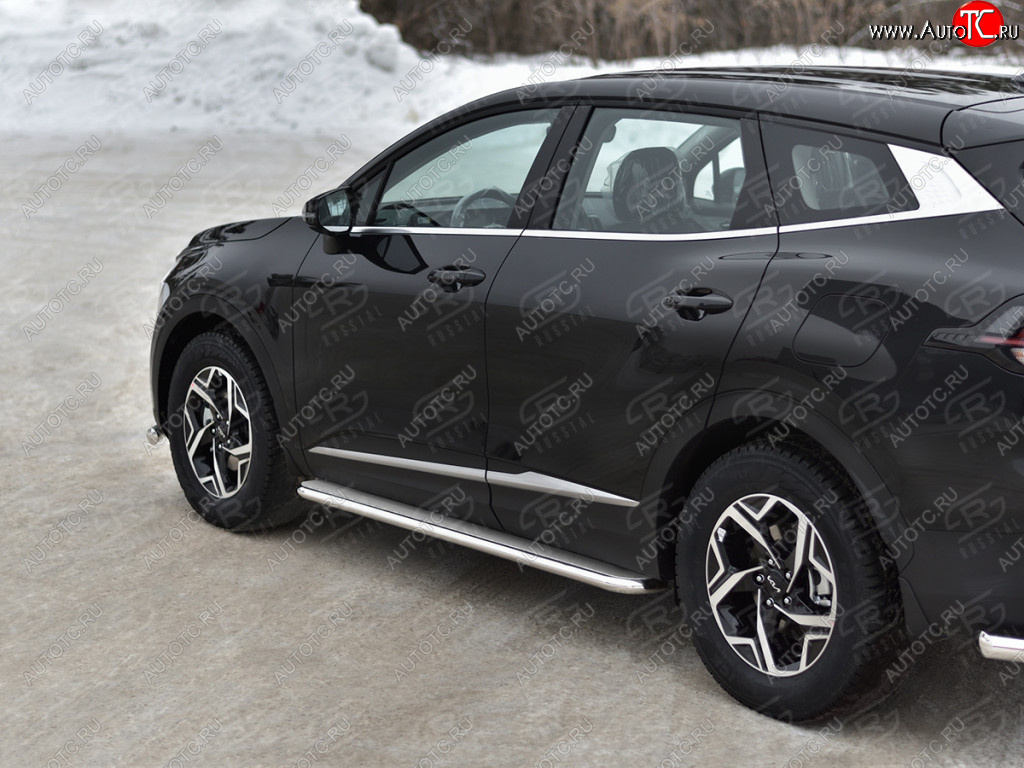 32 999 р. Защита порогов (кроме STYLE и X-LINE, труба d42мм.) SLITKOFF  KIA Sportage  5 NQ5 (2021-2025) (Лист и профиль нержавейка)  с доставкой в г. Майкоп
