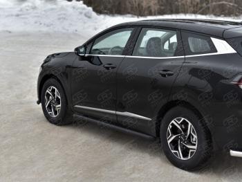 13 999 р. Защита порогов (труба d63 мм, с чёрным полимерным покрытием) SLITKOFF  KIA Sportage  5 NQ5 (2021-2025) (Торцы со срезом 45°)  с доставкой в г. Майкоп. Увеличить фотографию 2
