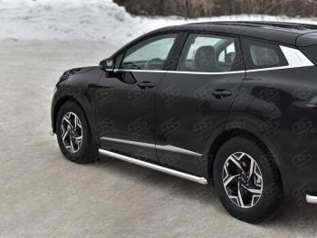 18 549 р. Защита порогов (кроме STYLE и X-LINE, труба d63мм.) SLITKOFF  KIA Sportage  5 NQ5 (2021-2025) (Торцы со срезом 45°)  с доставкой в г. Майкоп. Увеличить фотографию 2