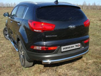 Защита заднего бампера (овальная) ТСС (нержавейка d75х42 мм) KIA Sportage  3 SL (2014-2016) рестайлинг