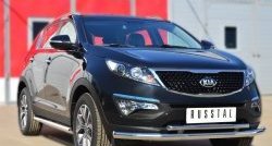 18 699 р. Защита переднего бампера (2 трубыØ63 и 42 мм, нержавейка) SLITKOFF  KIA Sportage  3 SL (2010-2014) дорестайлинг  с доставкой в г. Майкоп. Увеличить фотографию 4