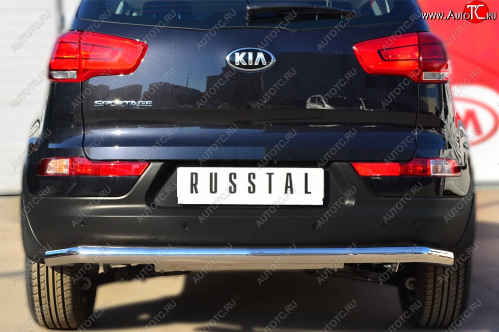 12 999 р. Защита заднего бампера (Ø63 мм, нержавейка) RUSSTAL  KIA Sportage  3 SL (2010-2016) дорестайлинг, рестайлинг  с доставкой в г. Майкоп
