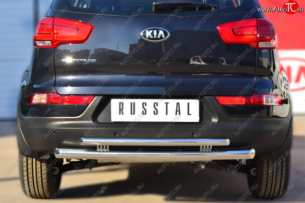 16 499 р. Защита заднего бампера (Ø63/42 мм, нержавейка) SLITKOFF  KIA Sportage  3 SL (2010-2016) дорестайлинг, рестайлинг  с доставкой в г. Майкоп