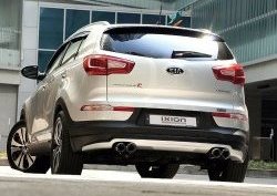 5 399 р. Накладка на задний бампер Ixion Style  KIA Sportage  3 SL (2010-2016) дорестайлинг, рестайлинг (Неокрашенная)  с доставкой в г. Майкоп. Увеличить фотографию 9