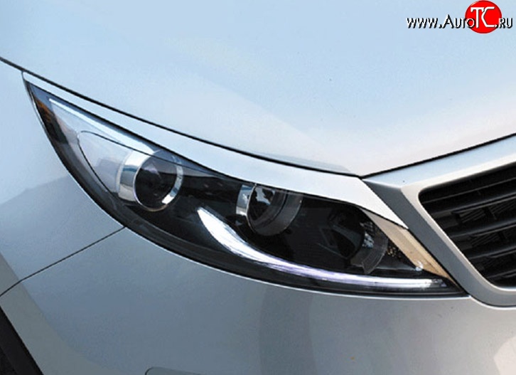 919 р. Реснички на фары M-VRS KIA Sportage 3 SL дорестайлинг (2010-2014) (Неокрашенные)  с доставкой в г. Майкоп