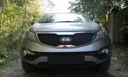 1 469 р. Нижняя сетка на бампер Russtal (черная) KIA Sportage 3 SL дорестайлинг (2010-2014)  с доставкой в г. Майкоп. Увеличить фотографию 2