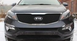 1 469 р. Нижняя сетка на бампер (рестайлинг) Russtal (черная) KIA Sportage 3 SL дорестайлинг (2010-2014)  с доставкой в г. Майкоп. Увеличить фотографию 2