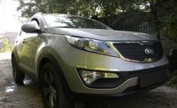 1 299 р. Средняя сетка на бампер Russtal (черная) KIA Sportage 3 SL дорестайлинг (2010-2014)  с доставкой в г. Майкоп. Увеличить фотографию 2