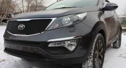 1 899 р. Средняя сетка на бампер (рестайлинг) Russtal (черная) KIA Sportage 3 SL дорестайлинг (2010-2014)  с доставкой в г. Майкоп. Увеличить фотографию 2