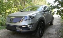 1 379 р. Средняя сетка на бампер Russtal (хром) KIA Sportage 3 SL дорестайлинг (2010-2014)  с доставкой в г. Майкоп. Увеличить фотографию 2
