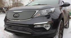 1 379 р. Средняя сетка на бампер (рестайлинг) Russtal (хром) KIA Sportage 3 SL дорестайлинг (2010-2014)  с доставкой в г. Майкоп. Увеличить фотографию 3