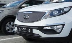 1 379 р. Средняя сетка на бампер (рестайлинг) Russtal (хром) KIA Sportage 3 SL дорестайлинг (2010-2014)  с доставкой в г. Майкоп. Увеличить фотографию 12