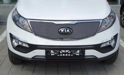 1 379 р. Средняя сетка на бампер (рестайлинг) Russtal (хром) KIA Sportage 3 SL дорестайлинг (2010-2014)  с доставкой в г. Майкоп. Увеличить фотографию 10