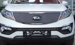 1 379 р. Средняя сетка на бампер (рестайлинг) Russtal (хром) KIA Sportage 3 SL дорестайлинг (2010-2014)  с доставкой в г. Майкоп. Увеличить фотографию 11