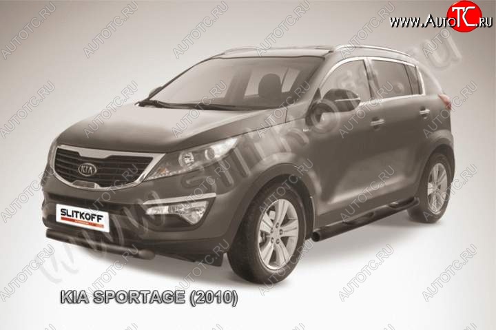 9 099 р. Защита переднего бампера из трубы d76 Slitkoff (короткая)  KIA Sportage  3 SL (2010-2014) дорестайлинг (Цвет: серебристый)  с доставкой в г. Майкоп