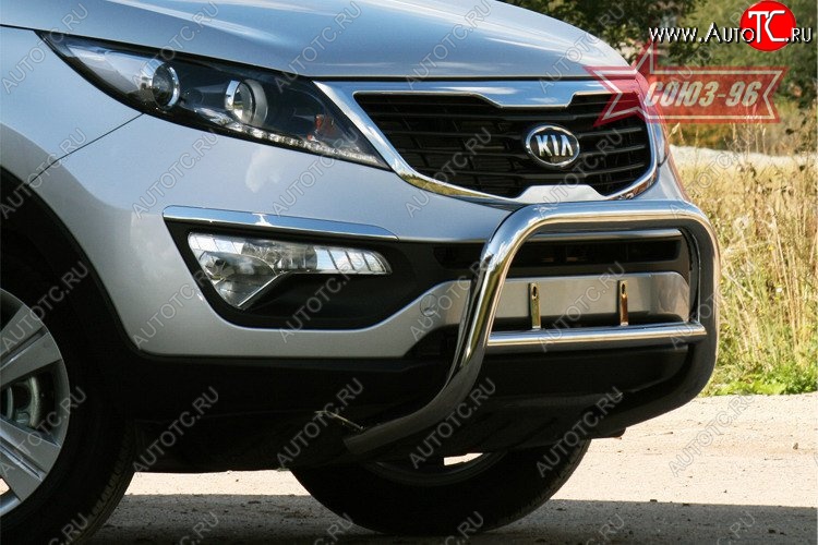 13 229 р. Защита переднего бампера Souz-96 (d60) KIA Sportage 3 SL дорестайлинг (2010-2014)  с доставкой в г. Майкоп