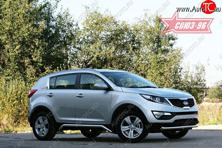 2 384 р. Защита переднего бампера одинарная Souz-96 (d60) KIA Sportage 3 SL дорестайлинг (2010-2014)  с доставкой в г. Майкоп